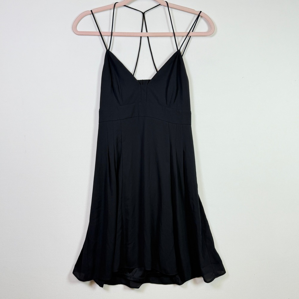 EXPRESS‎ Black Strappy Open Back Fit and Flare Mini Dress S